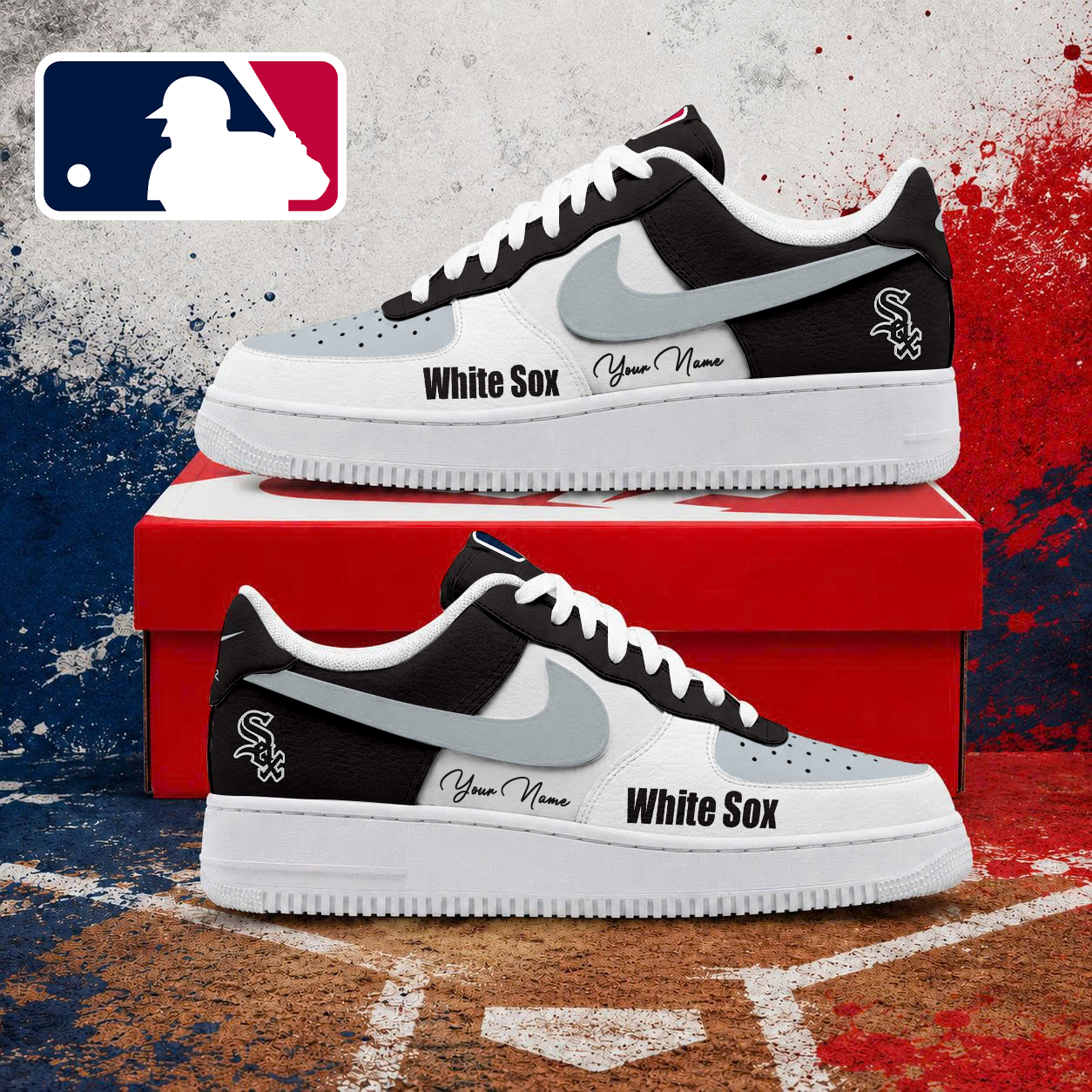 LIMITED EDITION - NEW CUSTOMIZED MLB26 CWS CHICAGO WHITE SOX AF1 SHOES