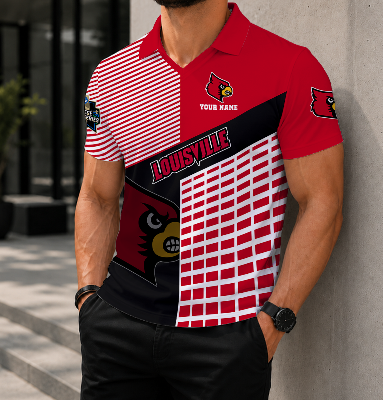 LIMITED EDITION - NEW CUSTOMIZED NCAA CWS26 ULC LOUISVILLE CARDINALS POLO SHIRT