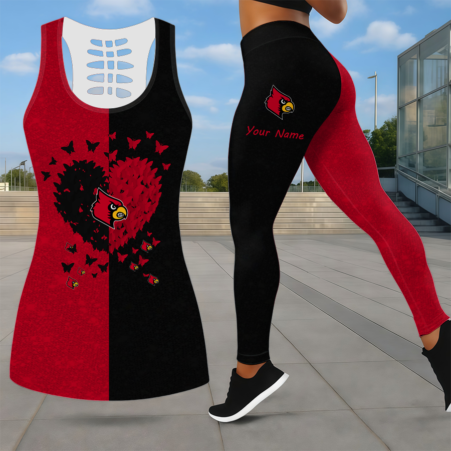 SPECIAL EDITION - NEW CUSTOMIZED NCAA CWS26 ULC LOUISVILLE CARDINALS LEGGINGS & HOLLOW TANK TOP SET