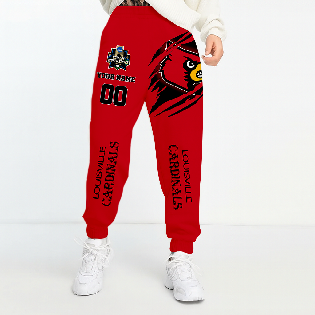 LIMITED EDITION- NEW CUSTOMIZED NCAA CWS26 ULC LOUISVILLE CARDINALS UNISEX LONG PANTS