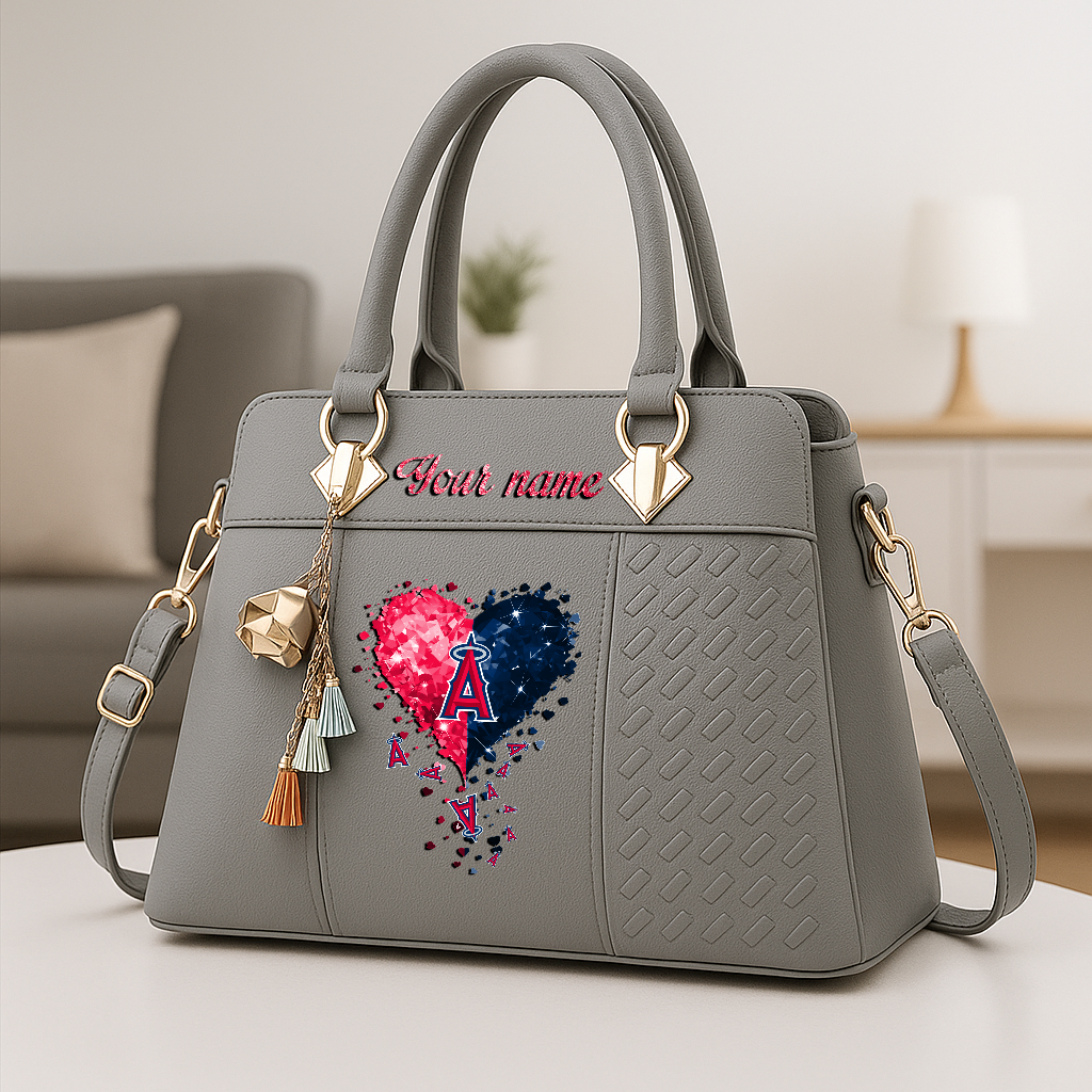 LIMITED EDITION - NEW CUSTOMIZED MLB27 LAA LOS ANGELES ANGELS ZIP HANDBAG MULTICOLOR