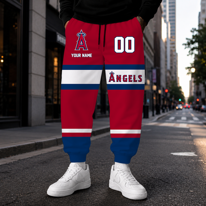 EXCLUSIVE EDITION - NEW CUSTOMIZED MLB27 LAA LOS ANGELES ANGELS SWEATPANTS
