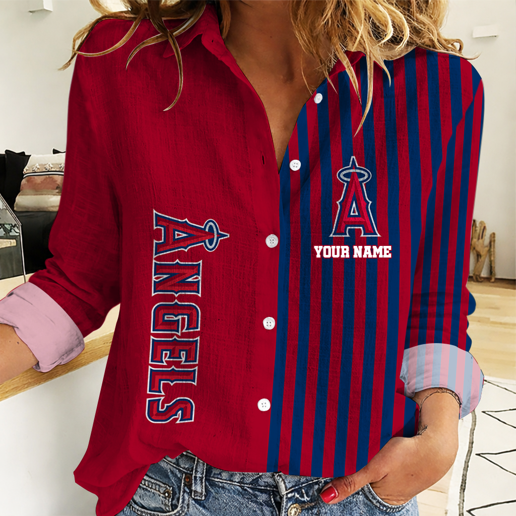 SPECIAL EDITION - NEW CUSTOMIZED MLB27 LAA LOS ANGELES ANGELS WOMEN CASUAL SHIRT