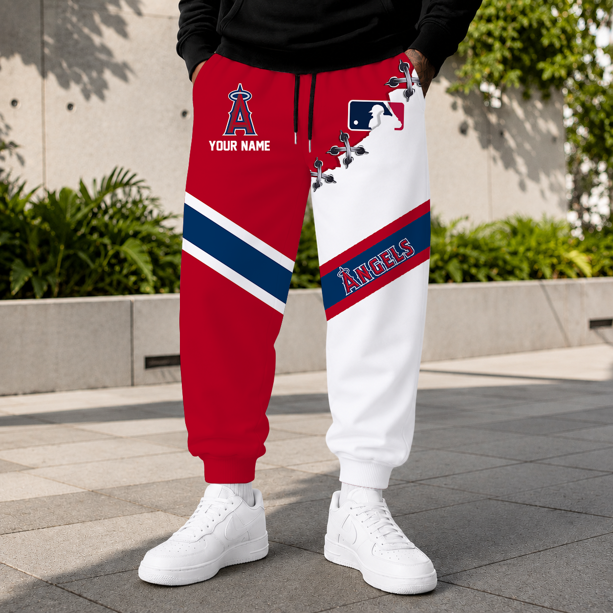 FINAL SALE - NEW CUSTOMIZED MLB27 LAA LOS ANGELES ANGELS SWEATPANTS