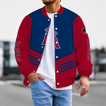 FLASH SALE - NEW CUSTOMIZED MLB27 LAA LOS ANGELES ANGELS SATIN VARSITY & BASEBALL JACKET