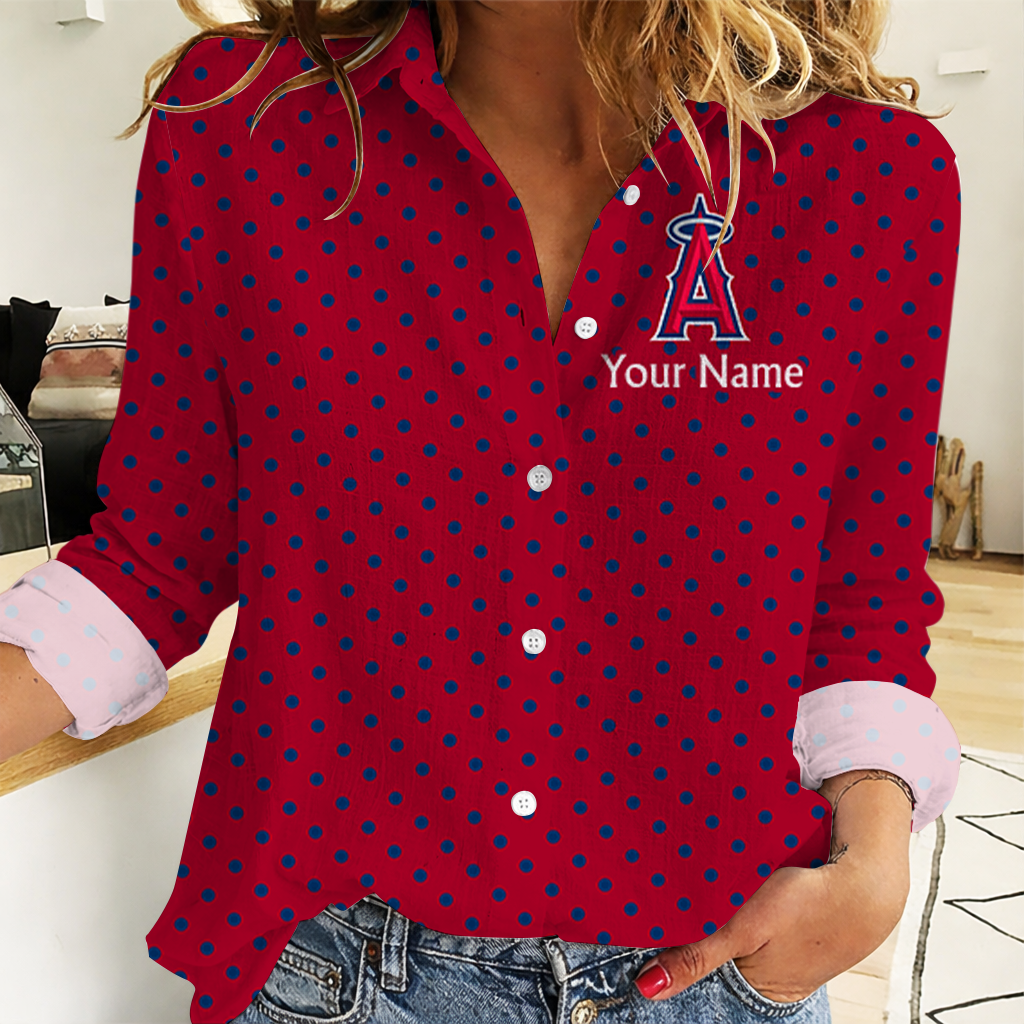 EXCLUSIVE EDITION - NEW CUSTOMIZED MLB27 LAA LOS ANGELES ANGELS WOMEN CASUAL SHIRT