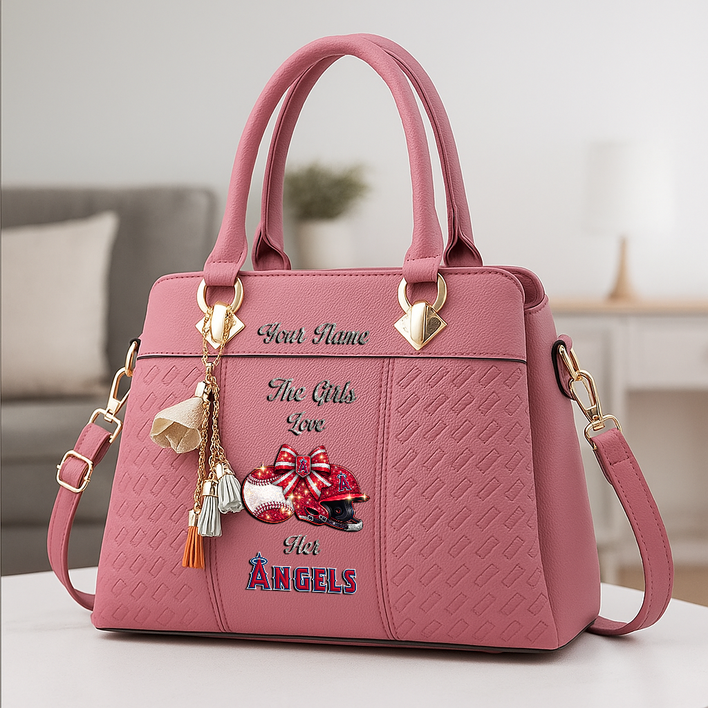 LIMITED EDITION - NEW CUSTOMIZED MLB27 LAA LOS ANGELES ANGELS ZIP HANDBAG MULTICOLOR