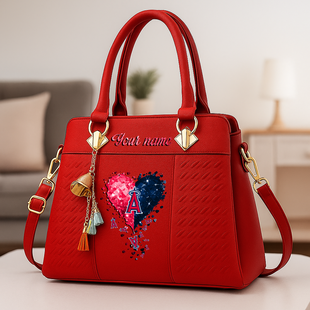 LIMITED EDITION - NEW CUSTOMIZED MLB27 LAA LOS ANGELES ANGELS ZIP HANDBAG MULTICOLOR