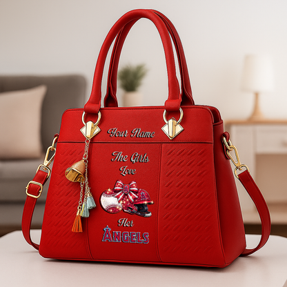 LIMITED EDITION - NEW CUSTOMIZED MLB27 LAA LOS ANGELES ANGELS ZIP HANDBAG MULTICOLOR