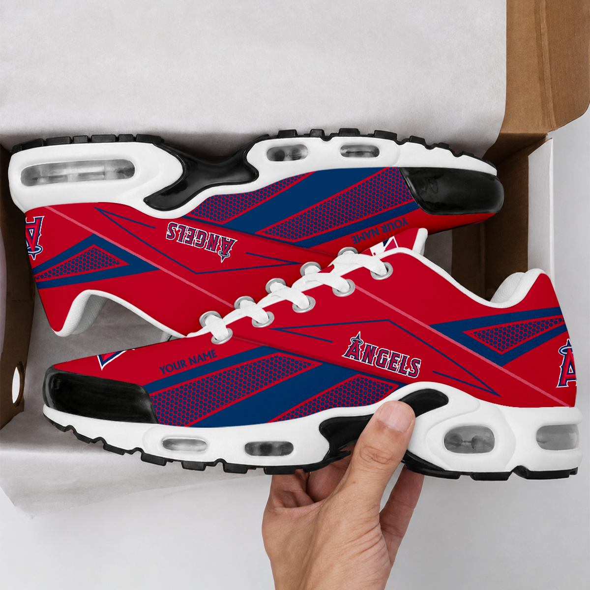 FINAL SALE - NEW CUSTOMIZED MLB27 LAA LOS ANGELES ANGELS AIR MAX PLUS SNEAKERS