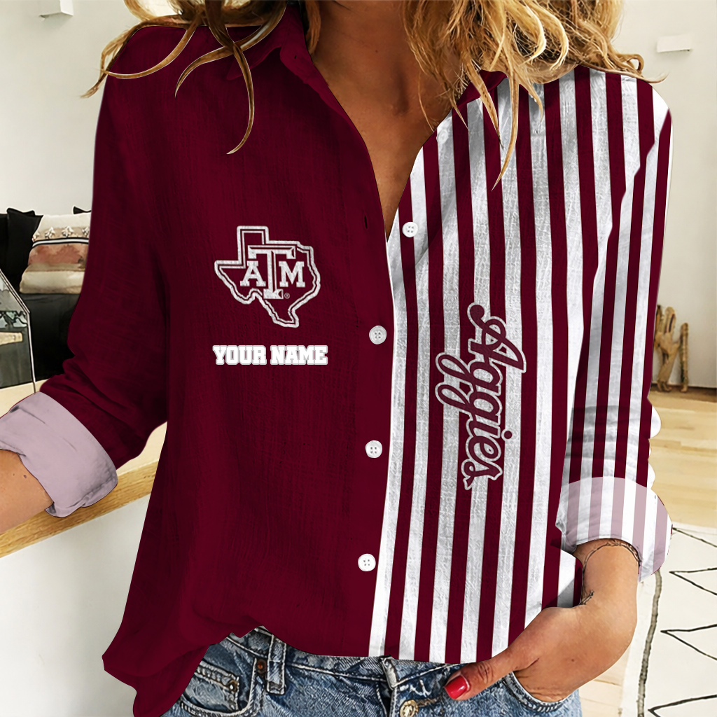 FINAL SALE - NEW CUSTOMIZED | NCAA CWS27 TAA TX A&M AGGIES WOMEN CASUAL SHIRT FOR FAN