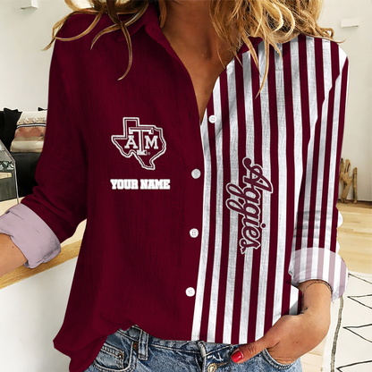 FINAL SALE - NEW CUSTOMIZED | NCAA CWS27 TAA TX A&M AGGIES WOMEN CASUAL SHIRT FOR FAN