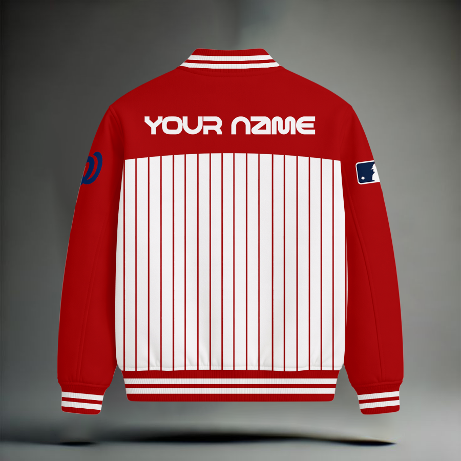 HOT DEAL - NEW CUSTOMIZED MLB28 WNS WASHINGTON NATIONALS SNOOPY STYLE SATIN VARSITY & BASEBALL JACKET