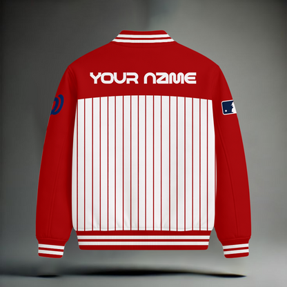 HOT DEAL - NEW CUSTOMIZED MLB28 WNS WASHINGTON NATIONALS SNOOPY STYLE SATIN VARSITY & BASEBALL JACKET