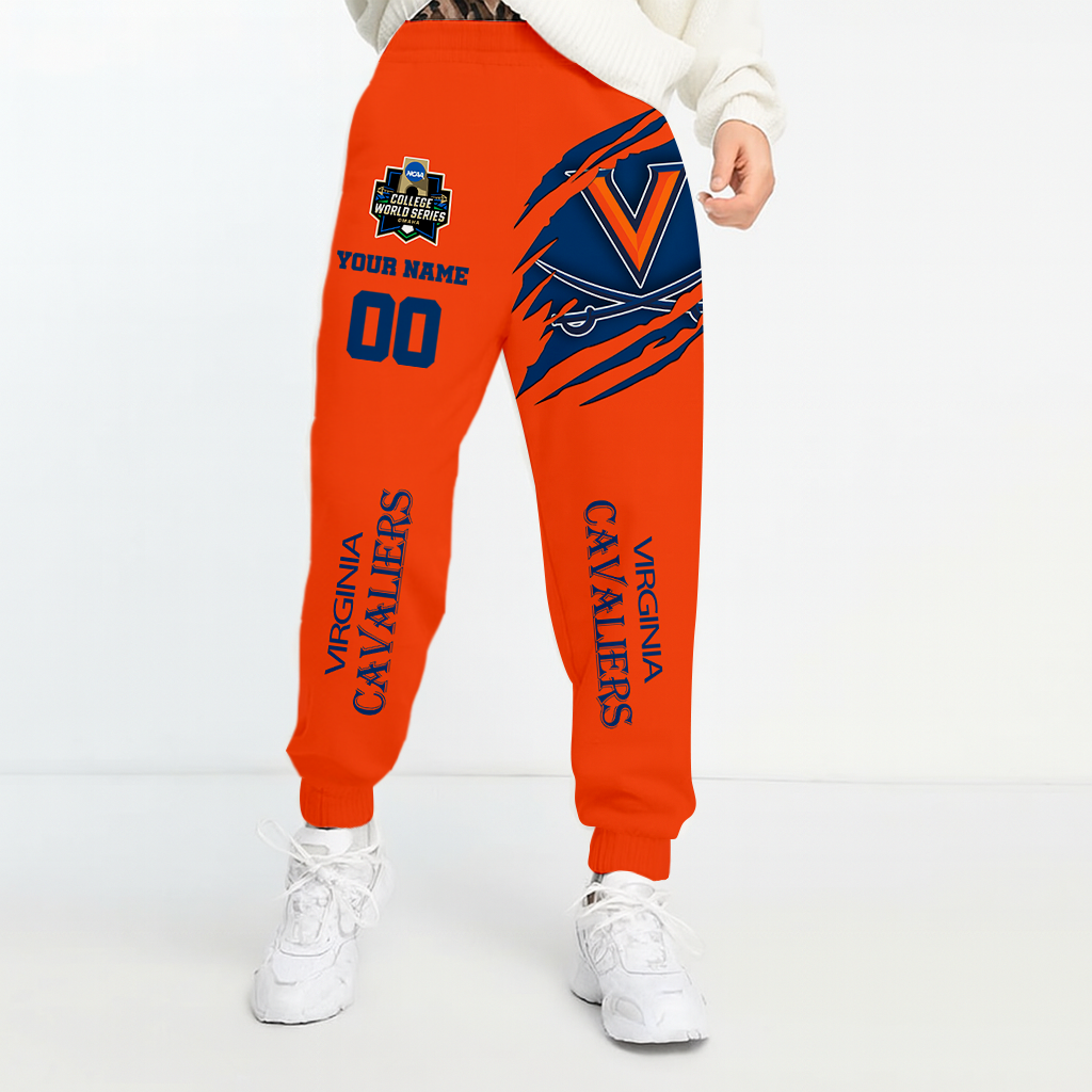 LIMITED EDITION- NEW CUSTOMIZED NCAA CWS28 VIC VIRGINIA CAVALIERS UNISEX LONG PANTS
