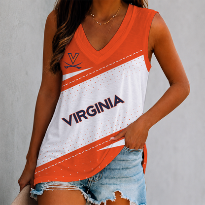FINAL SALE - NEW CUSTOMIZED NCAA CWS28 VIC VIRGINIA CAVALIERS WOMEN'S V-NECK TANK TOP