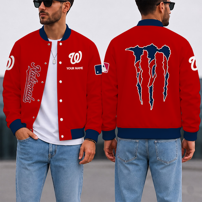 LIMITED EDITION - NEW CUSTOMIZED MLB28 WNS WASHINGTON NATIONALS SATIN VARSITY & BASEBALL JACKET