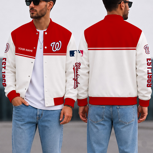 VIRAL EDITION - NEW CUSTOMIZED MLB28 WNS WASHINGTON NATIONALS SATIN VARSITY & BASEBALL JACKET