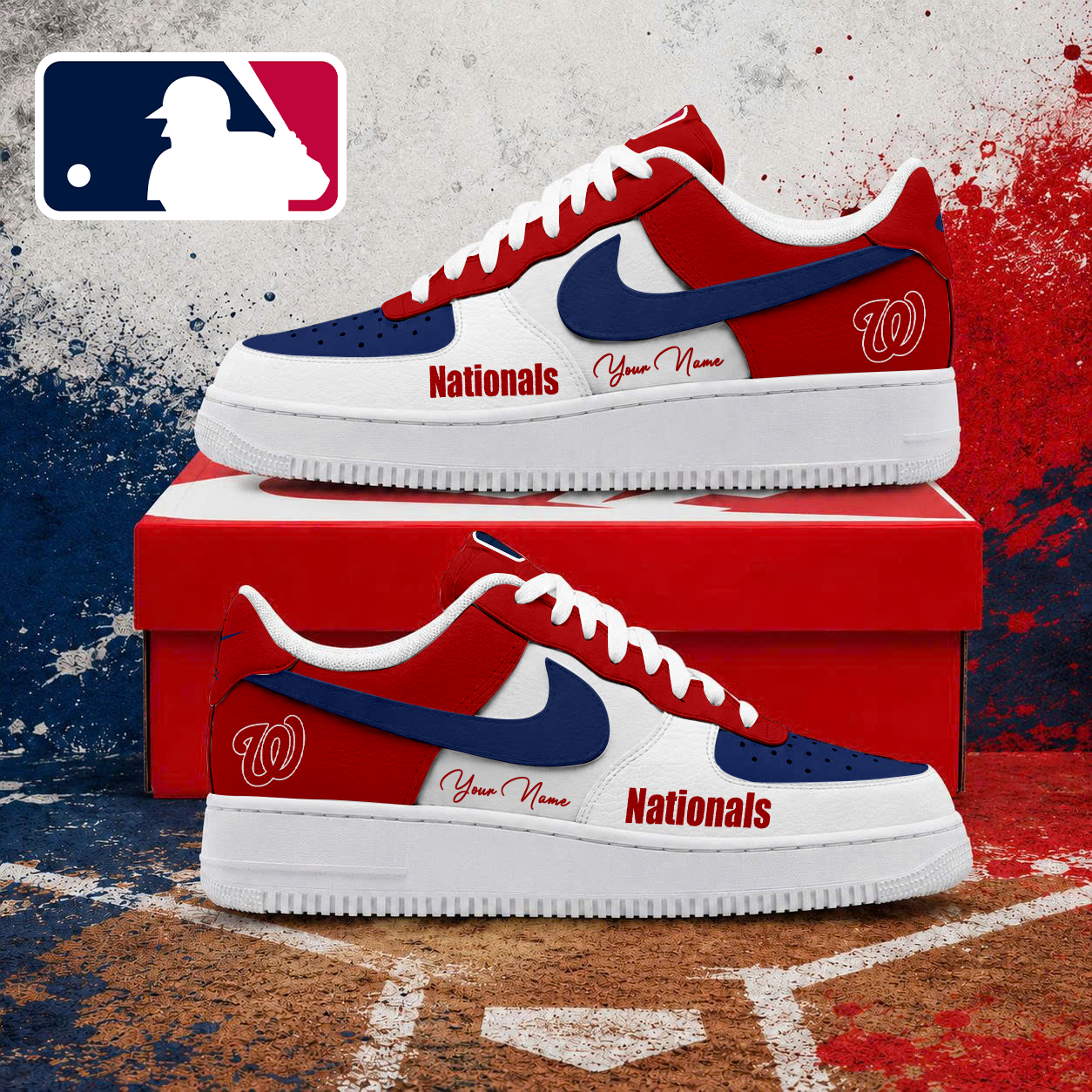 LIMITED EDITION - NEW CUSTOMIZED MLB28 WNS WASHINGTON NATIONALS AF1 SHOES