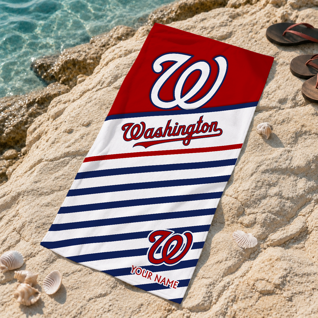 FINAL SALE - NEW CUSTOMIZED MLB28 WNS WASHINGTON NATIONALS BEACH TOWEL FOR FAN