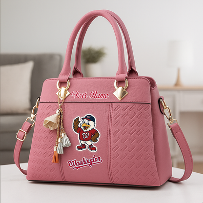 LIMITED EDITION - NEW CUSTOMIZED MLB28 WNS WASHINGTON NATIONALS ZIP HANDBAG MULTICOLOR