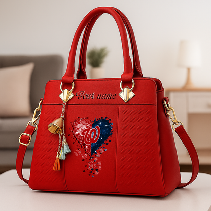 LIMITED EDITION - NEW CUSTOMIZED MLB28 WNS WASHINGTON NATIONALS ZIP HANDBAG MULTICOLOR