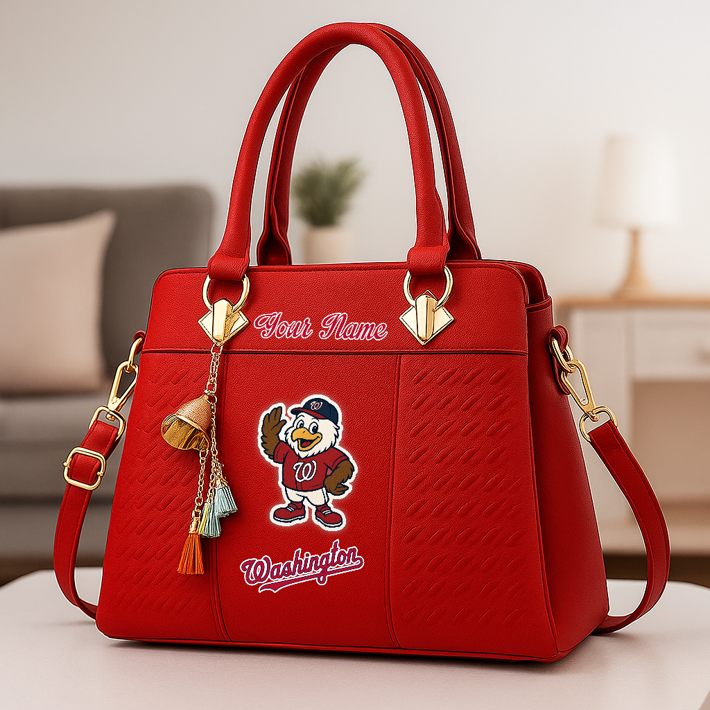 LIMITED EDITION - NEW CUSTOMIZED MLB28 WNS WASHINGTON NATIONALS ZIP HANDBAG MULTICOLOR