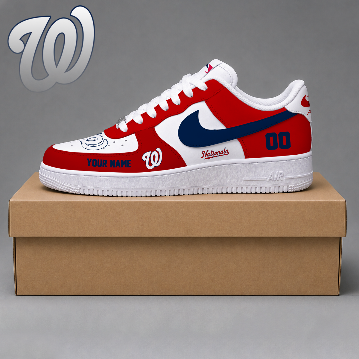 LIMITED EDITION - NEW CUSTOMIZED MLB28 WNS WASHINGTON NATIONALS AF1 SHOES