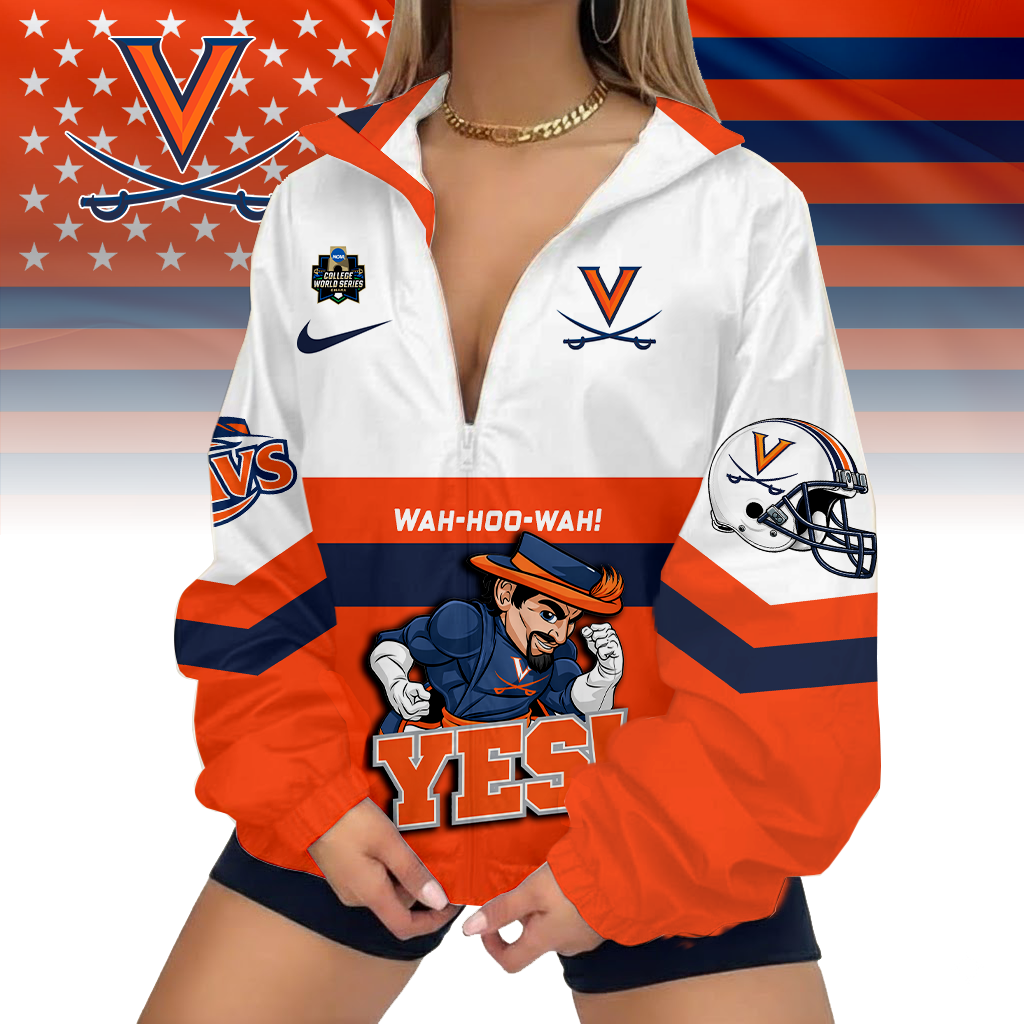 LIMITED EDITION - NEW CUSTOMIZED NCAA COLLEGE WORLD SERIES 28 VIRGINIA CAVALIERS V-NECK ZIPPER SWEATSHIRT JACKET