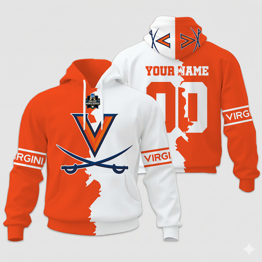 LIMITED EDITION - NEW CUSTOMIZED NCAA COLLEGE WORLD SERIES 28-VIC VI CAVALIERS UNISEX HOODIE & ZIP HOODIE