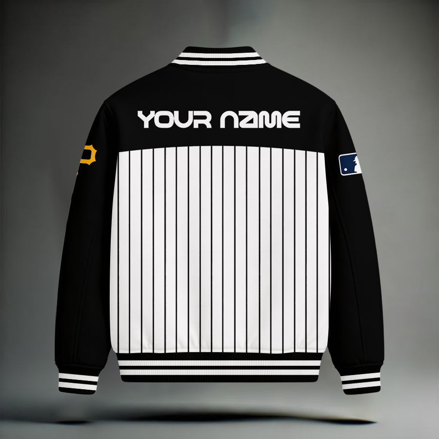 HOT DEAL - NEW CUSTOMIZED MLB29 PHP PITTSBURGH PIRATES SNOOPY STYLE SATIN VARSITY & BASEBALL JACKET