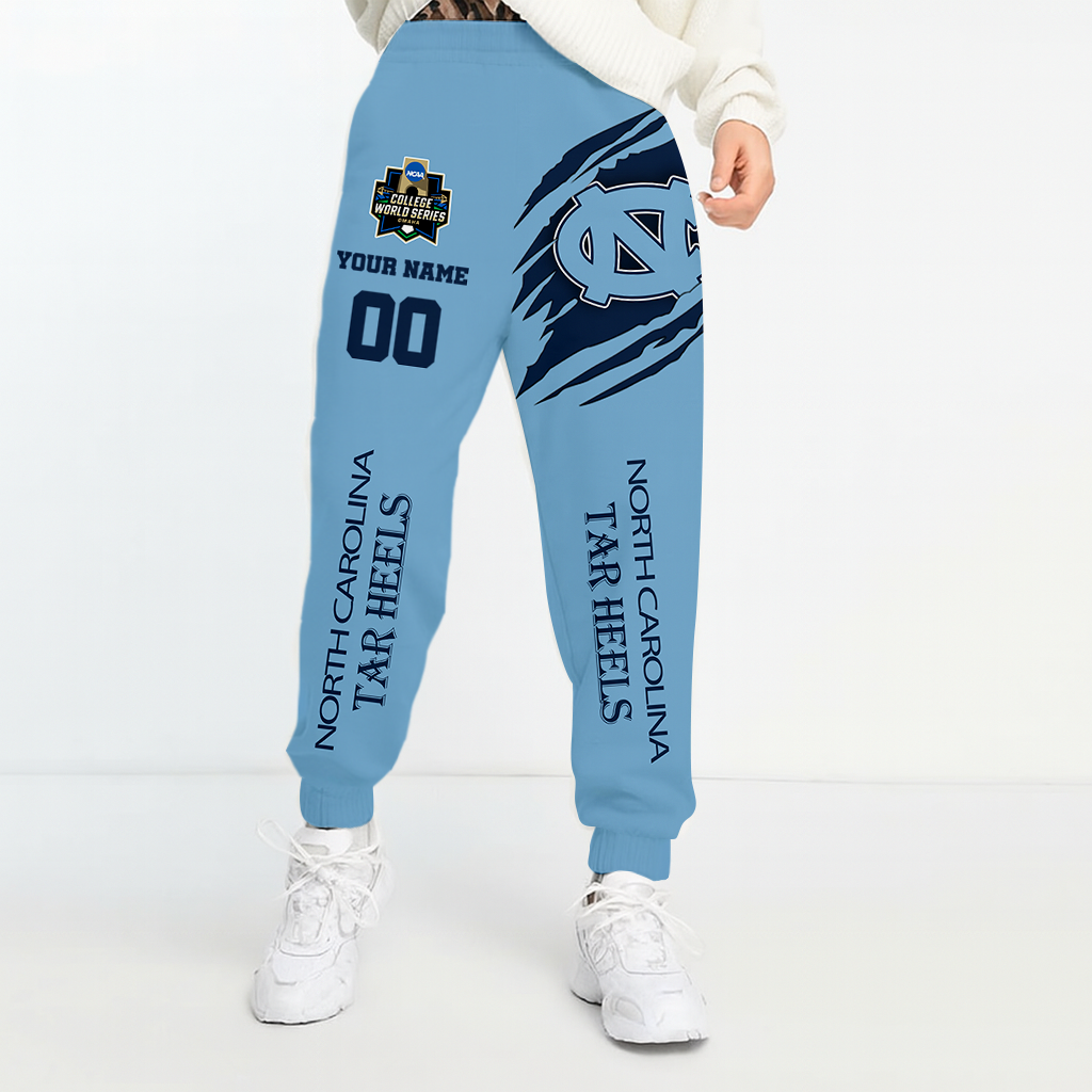 LIMITED EDITION- NEW CUSTOMIZED NCAA CWS29 NTH NORTH CAROLINA TAR HEELS UNISEX LONG PANTS
