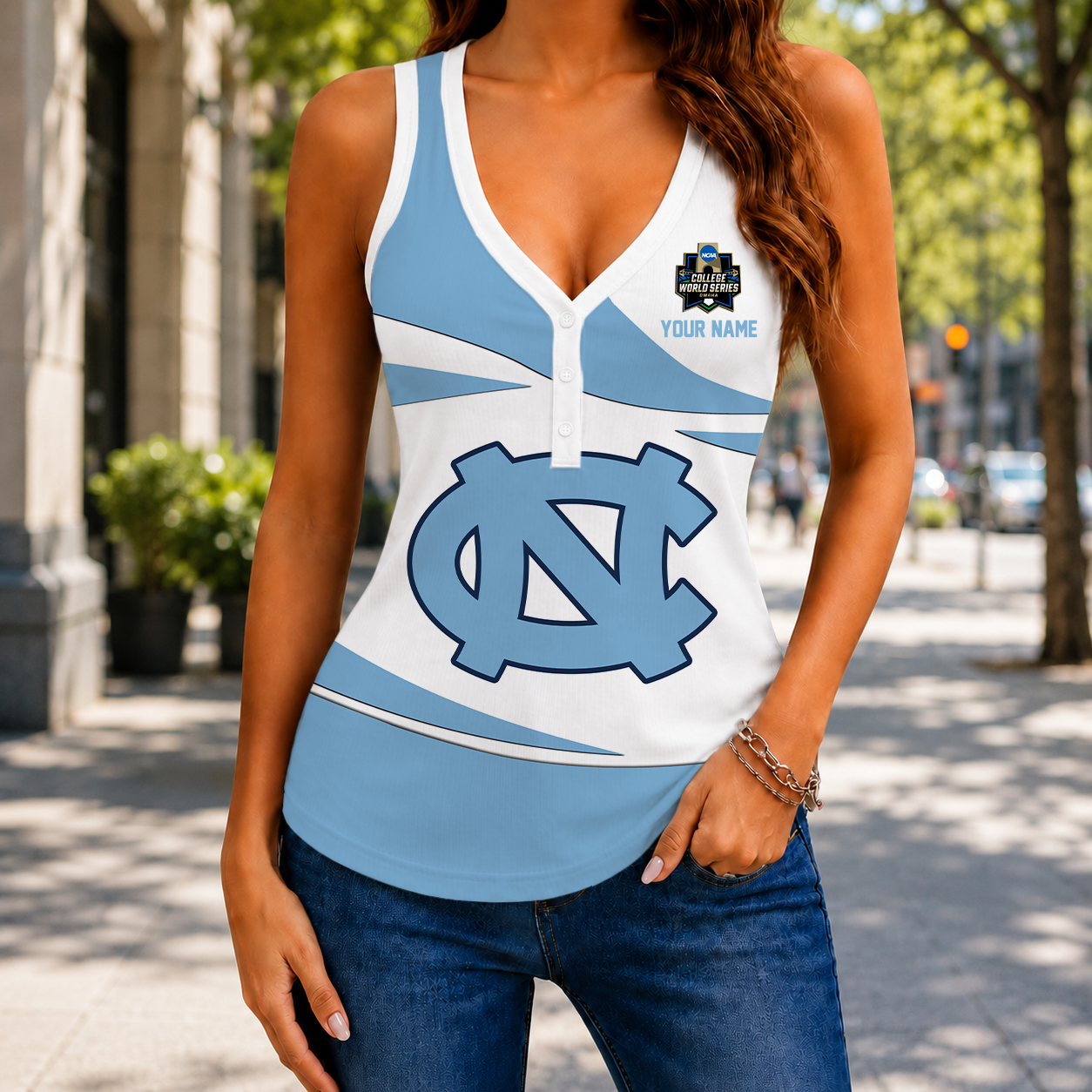 FINAL SALE - NEW CUSTOMIZED NCAA CWS29 NTH NORTH CAROLINA TAR HEELS WOMEN'S V-NECK TANK TOP
