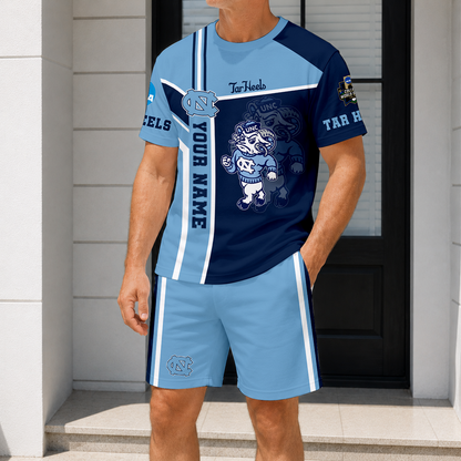 ELITE EDITION - NEW CUSTOMIZED NCAA CWS29 NTH NORTH CAROLINA TAR HEELS T-SHIRT & SHORT PANTS SET