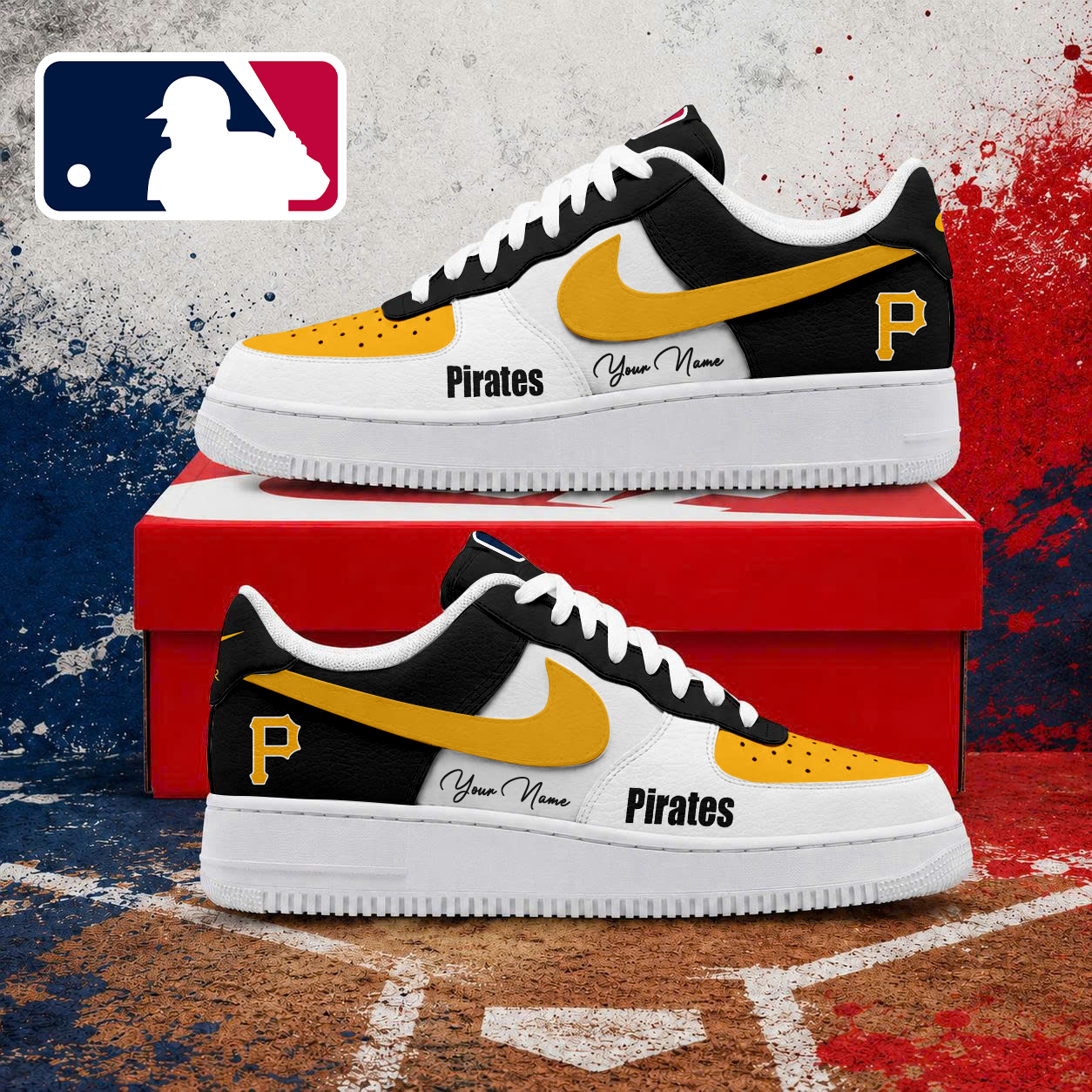 LIMITED EDITION - NEW CUSTOMIZED MLB29 PHP PITTSBURGH PIRATES AF1 SHOES