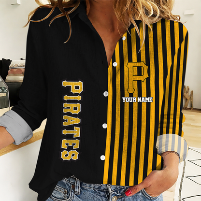SPECIAL EDITION - NEW CUSTOMIZED MLB29 PHP PITTSBURGH PIRATES WOMEN CASUAL SHIRT