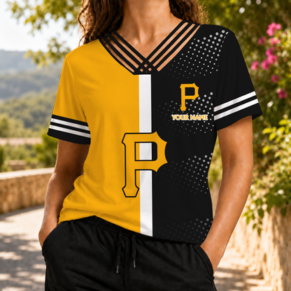 SPECIAL EDITION - NEW CUSTOMIZED MLB29 PHP PITTSBURGH PIRATES V-NECK SHIRT