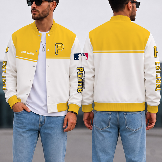 VIRAL EDITION - NEW CUSTOMIZED MLB29 PHP PITTSBURGH PIRATES SATIN VARSITY & BASEBALL JACKET