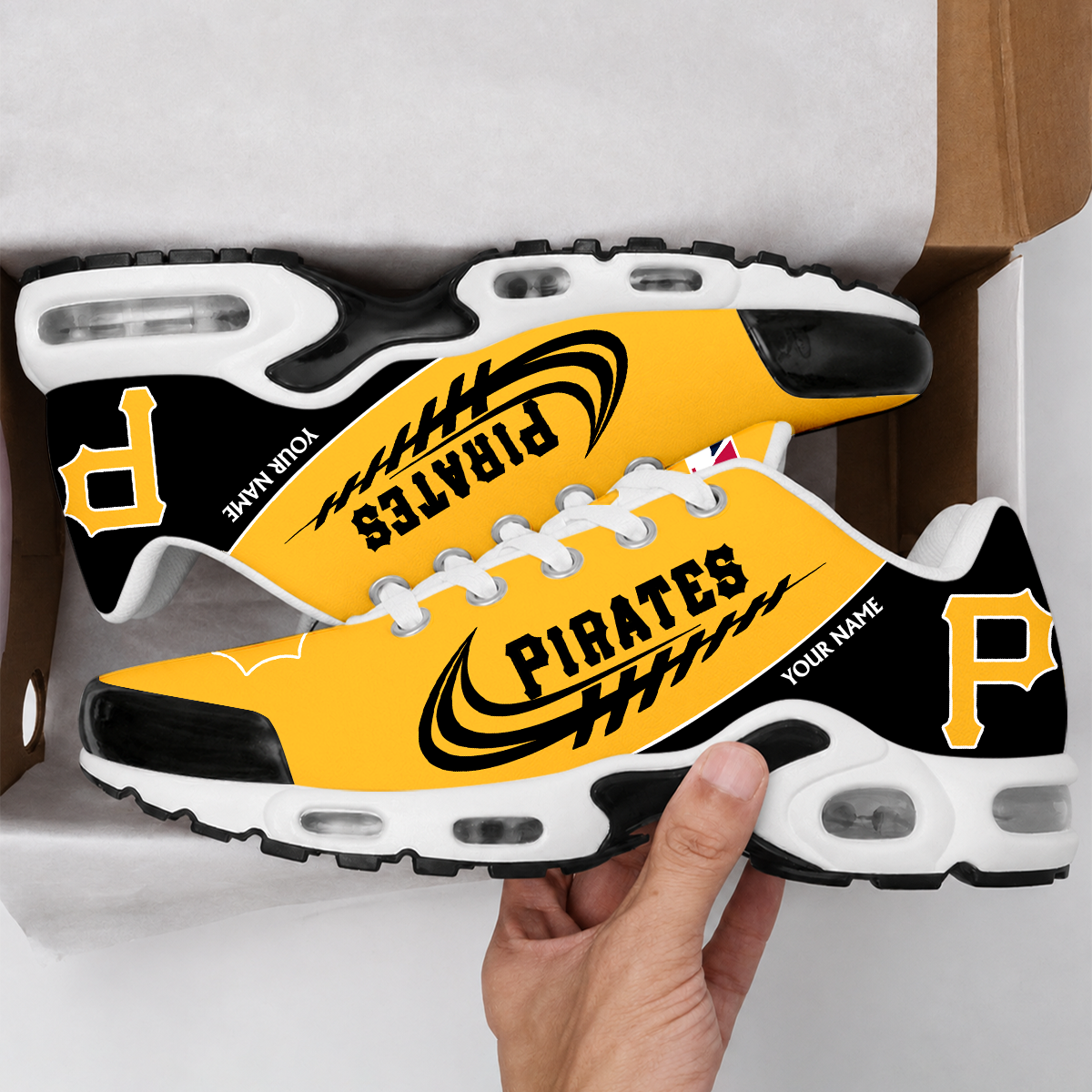 LIMITED EDITION - NEW CUSTOMIZED MLB29 PHP PITTSBURGH PIRATES AIR MAX PLUS SNEAKERS
