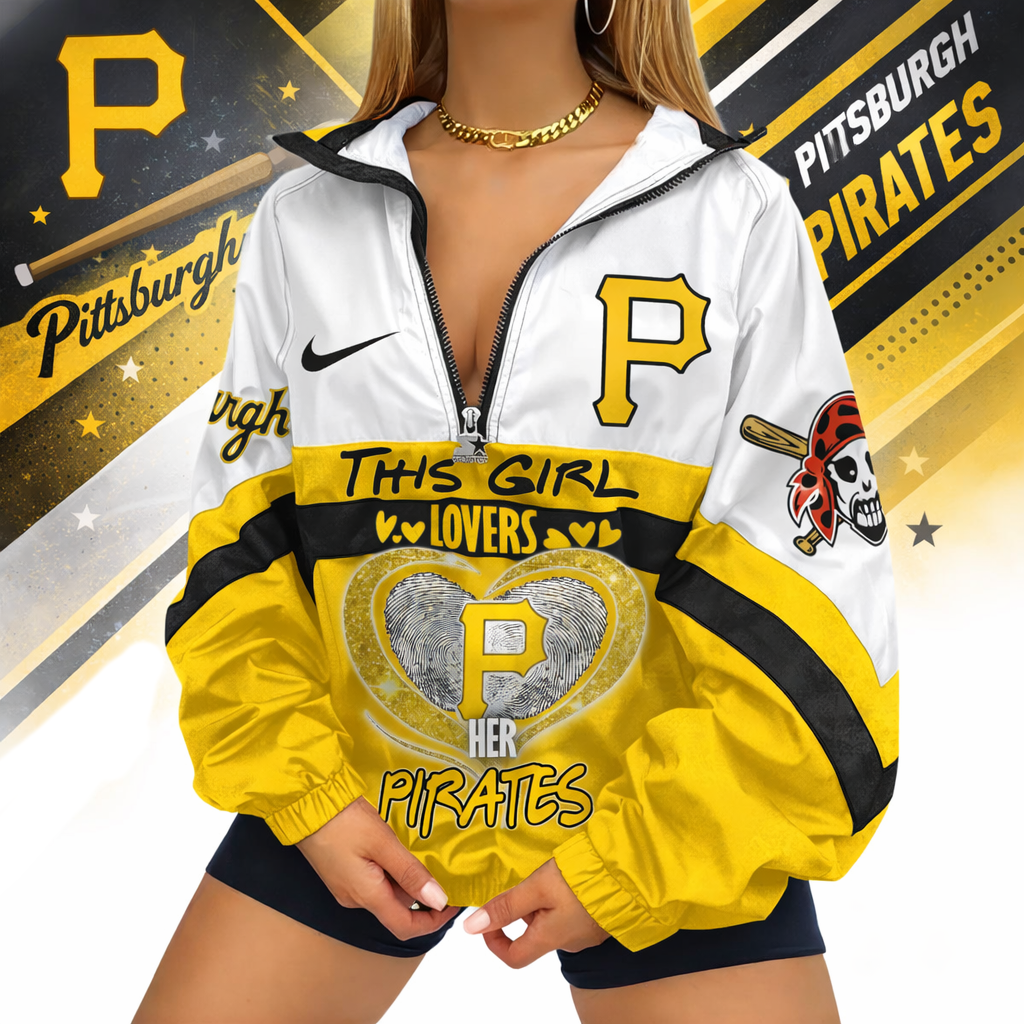 LIMITED EDITION - NEW CUSTOMIZED MLB29 PHP PITTSBURGH PIRATES V-NECK ZIPPER JACKET