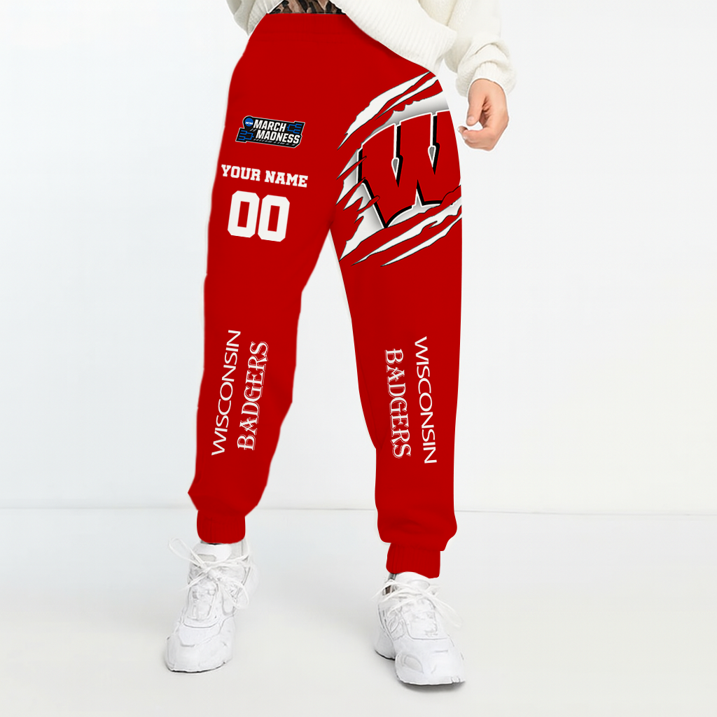 LIMITED EDITION - NEW CUSTOMIZED NCAA FBS29 WSB WISCONSIN BADGERS UNISEX LONG PANTS