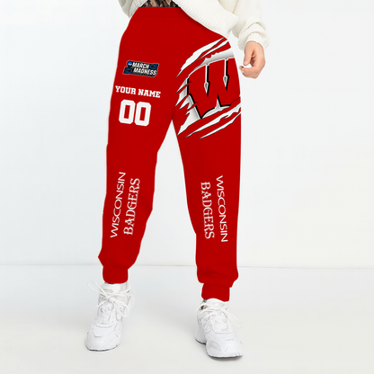 LIMITED EDITION - NEW CUSTOMIZED NCAA FBS29 WSB WISCONSIN BADGERS UNISEX LONG PANTS