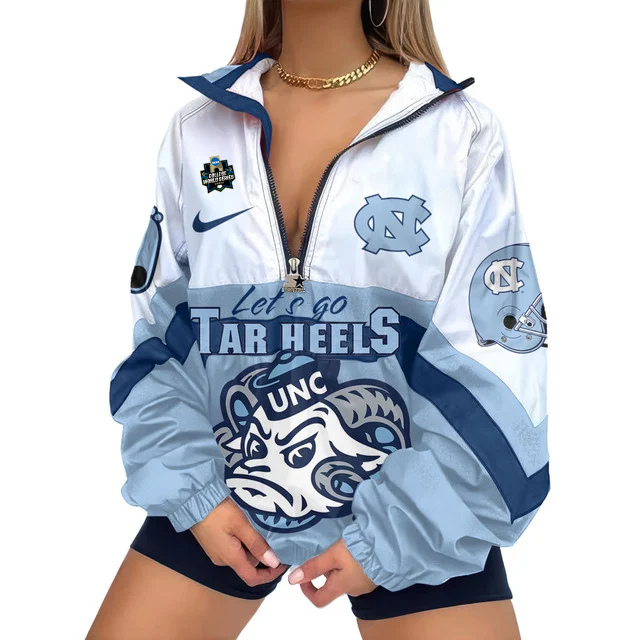 LIMITED EDITION - NEW CUSTOMIZED NCAA COLLEGE WORLD SERIES 29 NORTH CAROLINA TAR HEELS V-NECK ZIPPER SWEATSHIRT JACKET