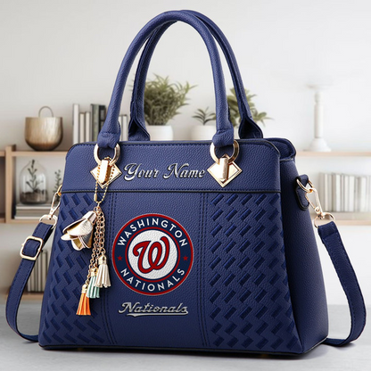 LIMITED EDITION - NEW CUSTOMIZED MLB28 WNS WASHINGTON NATIONALS ZIP HANDBAG MULTICOLOR