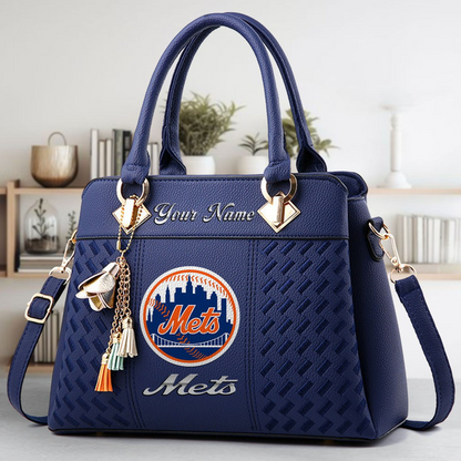 LIMITED EDITION - NEW CUSTOMIZED MLB17 NYM NEW YORK METS ZIP HANDBAG MULTICOLOR