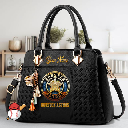 LIMITED EDITION - NEW CUSTOMIZED MLB10 HAS HOUSTON ASTROS ZIP HANDBAG MULTICOLOR
