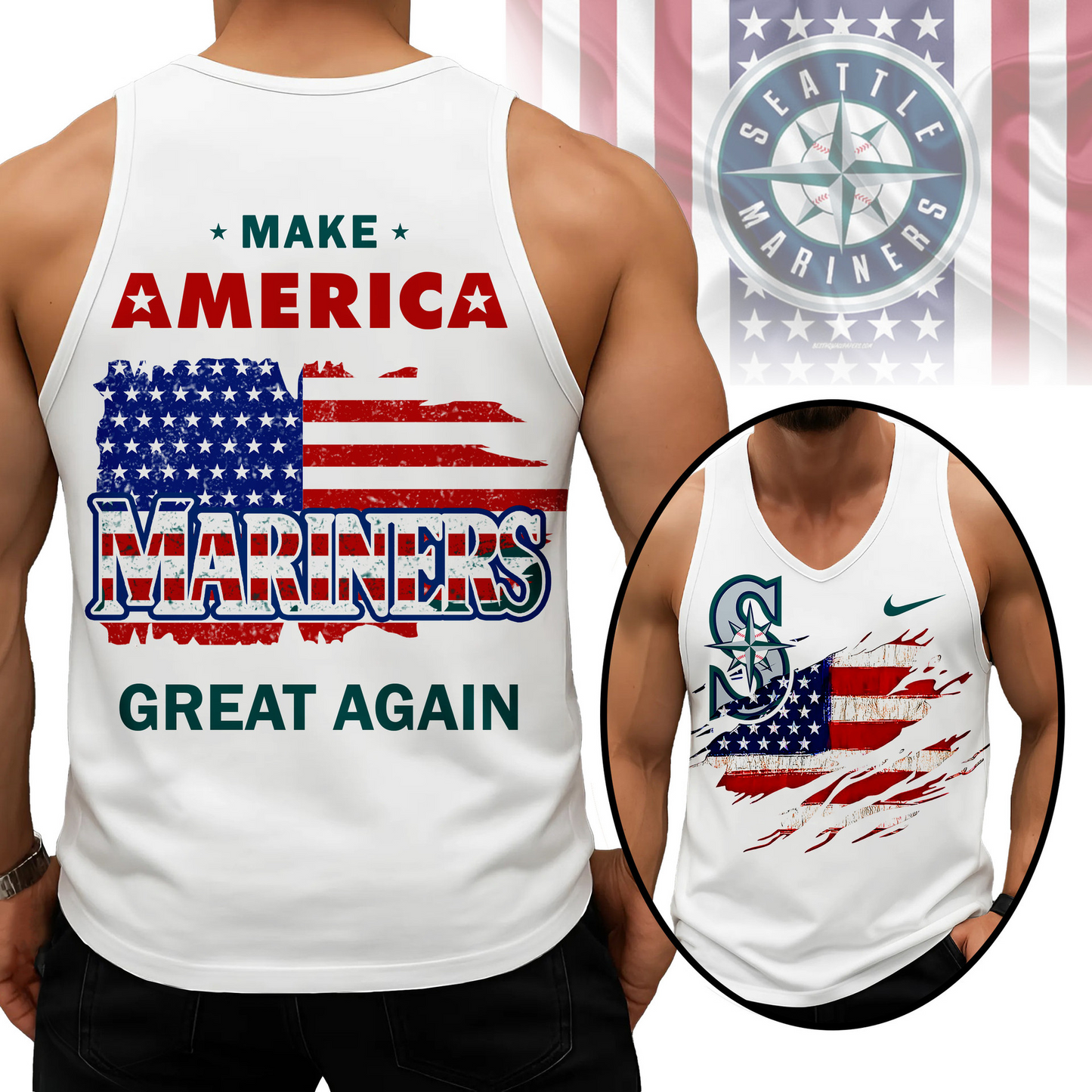 LIMITED EDITION - NEW CUSTOMIZED MLB14 SMS SEATTLE MARINERS UNISEX TANK TOP