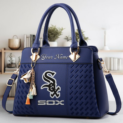 LIMITED EDITION - NEW CUSTOMIZED MLB26 CWS CHICAGO WHITE SOX ZIP HANDBAG MULTICOLOR