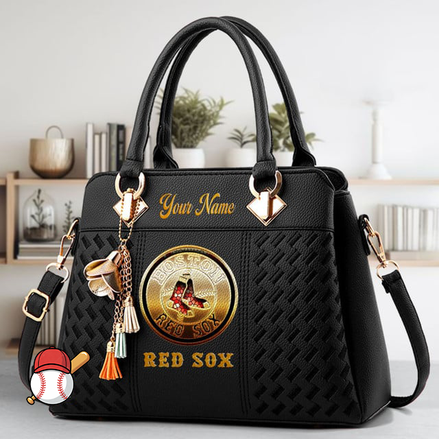 LIMITED EDITION - NEW CUSTOMIZED MLB03 BRS BOSTON RED SOX ZIP HANDBAG MULTICOLOR