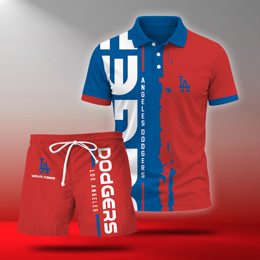 LIMITED EDITION - NEW CUSTOMIZED MLB02 LAD LOS ANGELES DODGERS POLO & SHORT PANTS SET